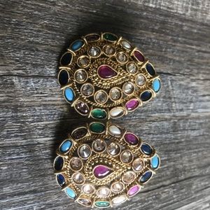Over sized Multi colored kundan studs